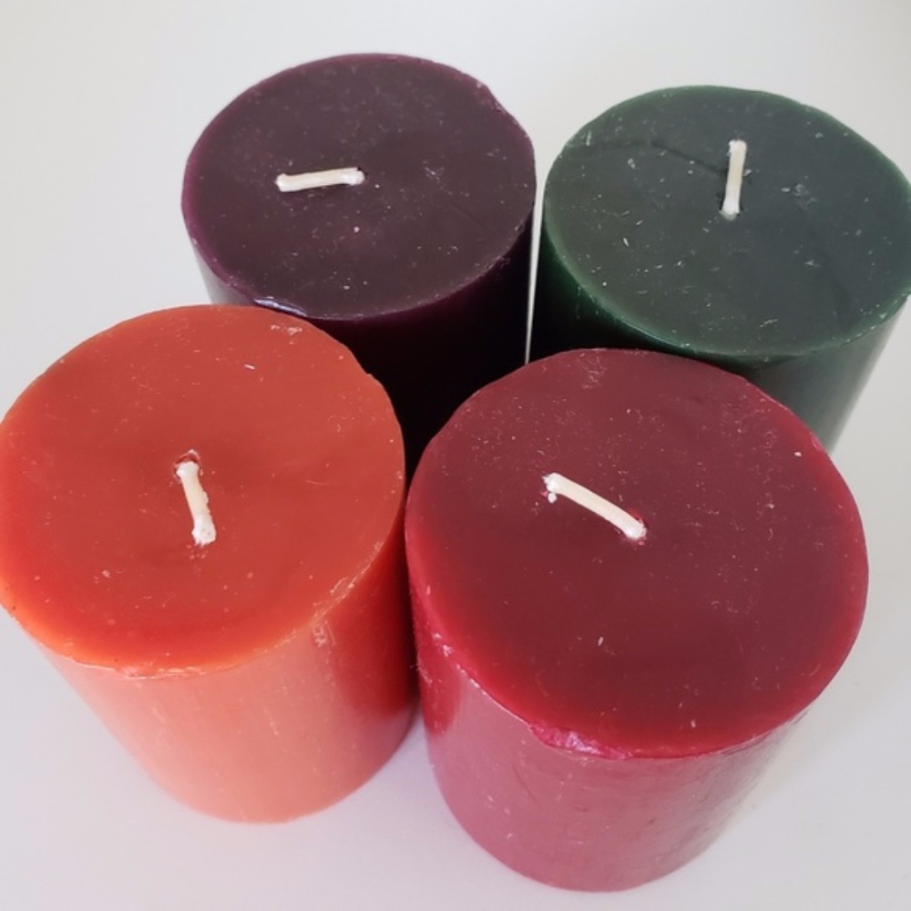 NEW Holiday 4 Pack Mini Pillar Candles - Scented
